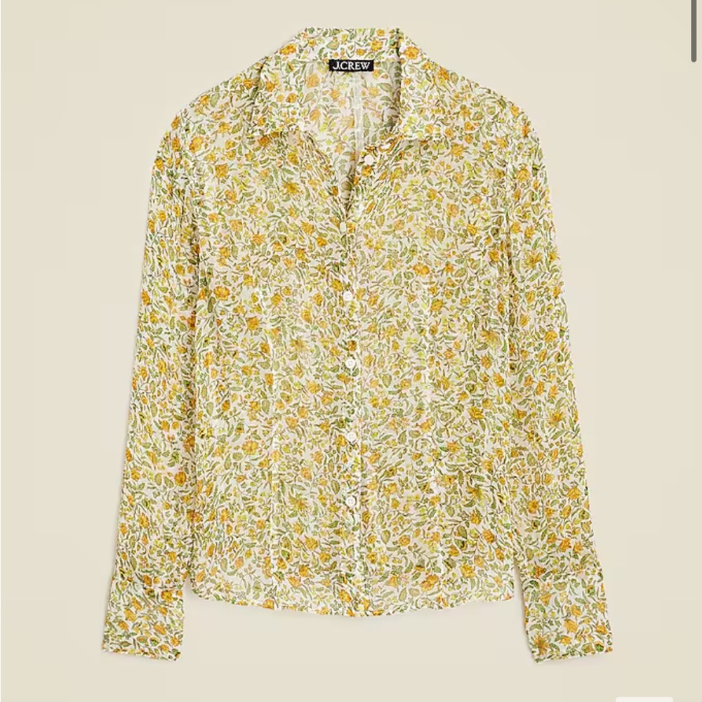 NWT J Crew chiffon button-up shirt in floral vines